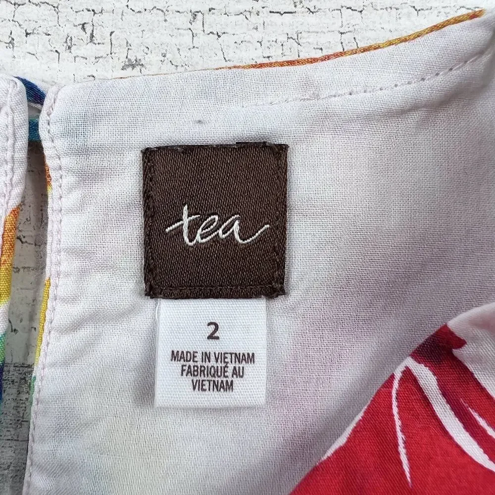 🌻3/$25 Tea Collection Dress Girls 2 Colorful Watercolor Ruffle Sleeveless Cotton